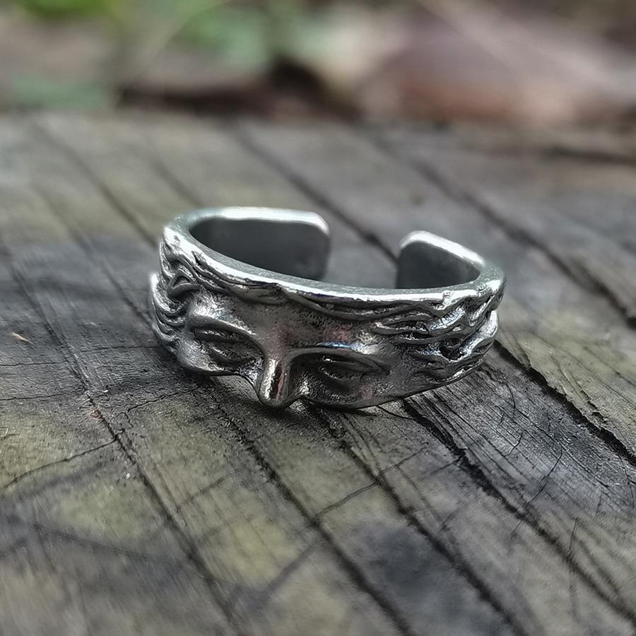 Creative Half Mask Retro Ring, Unisex Cool Style Fashionable Opening Adjustable Ring Fashion Jewelry