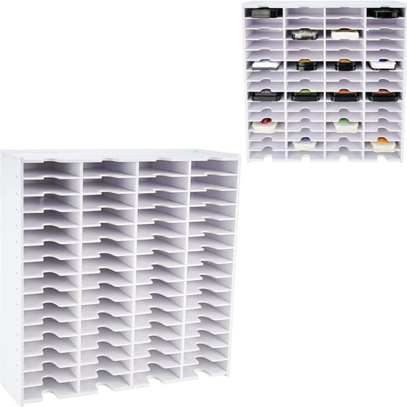 Multifunkční plastový stojan na držák razítek s 18/36/51/60 přihrádkami, kompatibilní s poduškou na inkoust, přenosný design pro hobby místnosti