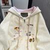 American high street letter printing hooded sweater women's 2025 new loose design niche pure cotton