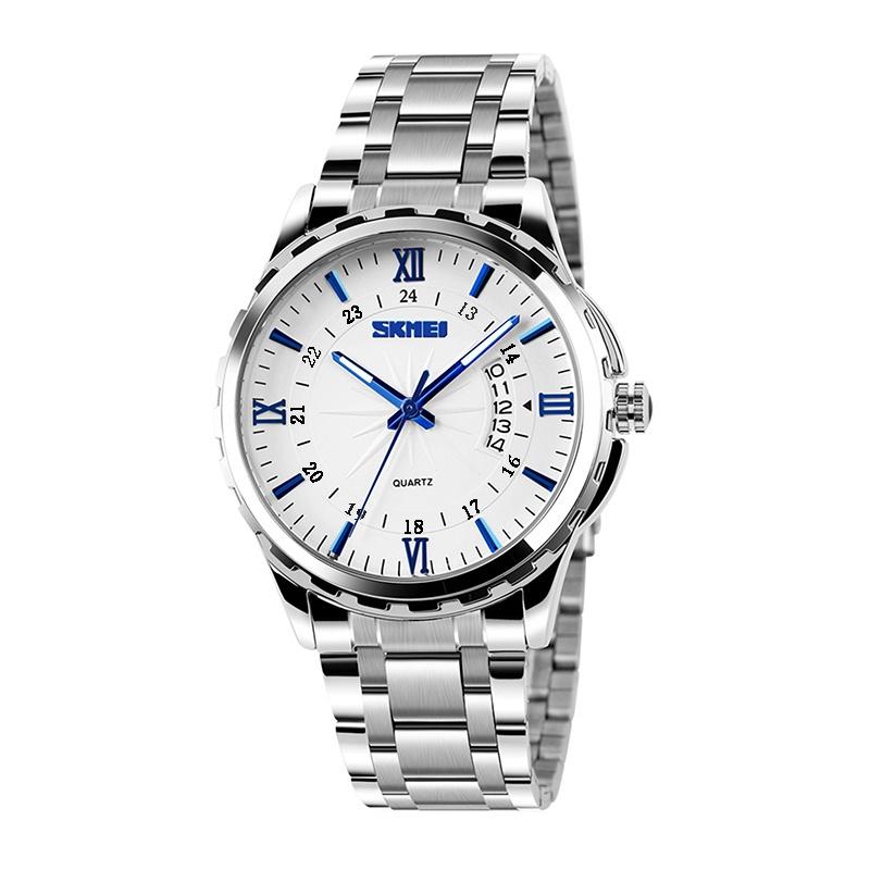 Skmei Luxury Bracelet Watches for Mens 30m Waterproof Analog Display Quartz Calendar Wristwatch Stainless Steel Strap