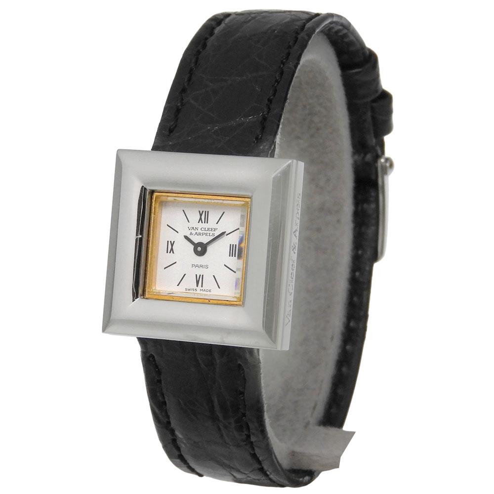 Van Cleef & Arpels Square Watches 430958 WhiteDial Stainless Steel/leather Quartz Analog display Women Used
