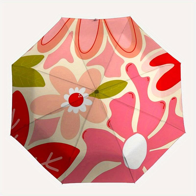 

1pc Floral Pattern Automatic Open/Close Umbrella, Portable Folding Umbrella for Travel, Themed Events, It is suitable as a gift for various festivals,
