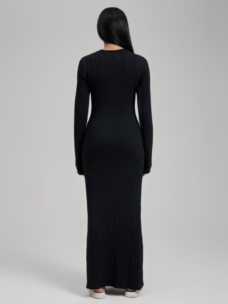 Pletené dámské šaty s kulatým výstřihem podzim zima slim fit s vysokým pasem obepínající boky dámské šaty elegantní s dlouhým rukávem slim dámské