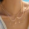 European and American fashion simple and versatile star and moon pendant chain necklace casual retro multi-layer fringed collarbone necklace
