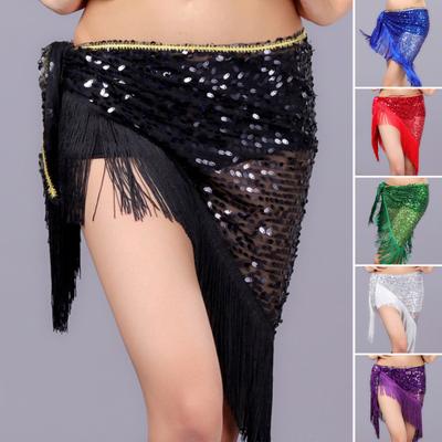 Women's Belly Dance Hip Scarf with Tassels And Sequins Triangle Wrap Skirt Waist Chain Music Festival Performance Costume