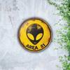Vintage Area 51 UFO Metal Tin Sign Alien Decor Retro Wall Art