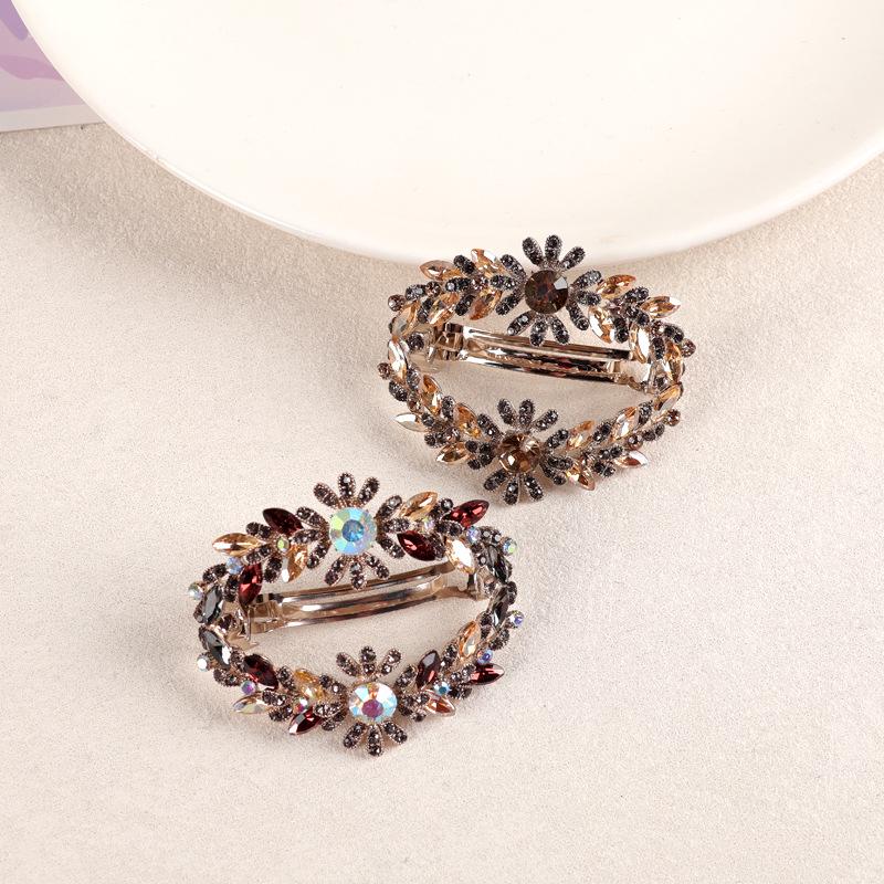 Korean Crystal Flower Hair Clip - Elegant Hollow Spring Barrette