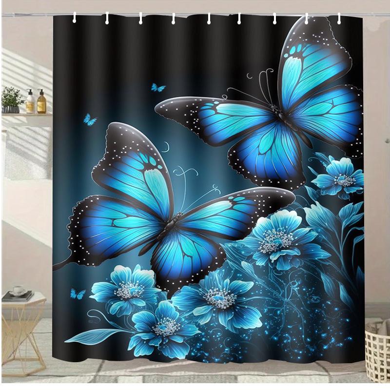 Cartoon Ice Cream Cake Washable Dirt-Resistant Shower Curtain Shower Head Waterproof Polyester Bath Curtain For Home Decor