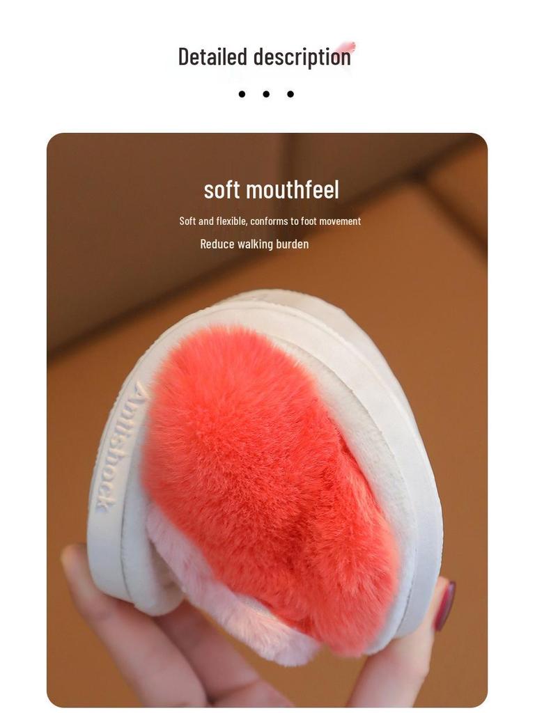 Winter Soft-Soled Cotton Slippers for Toddlers and Girls – Warm Plush Comfort