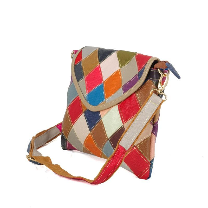 Portofel de damă Culoare Piele naturală Îmbinare Lucrat manual Geantă plic crossbody Geantă de umăr pentru femei Geantă mică