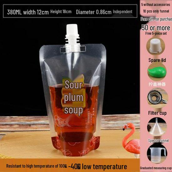 Disposable Transparent Spout Bag for Soy Milk, Chinese Medicine, Soup, or Beverages - Self-Standing and Convenient for Takeaway