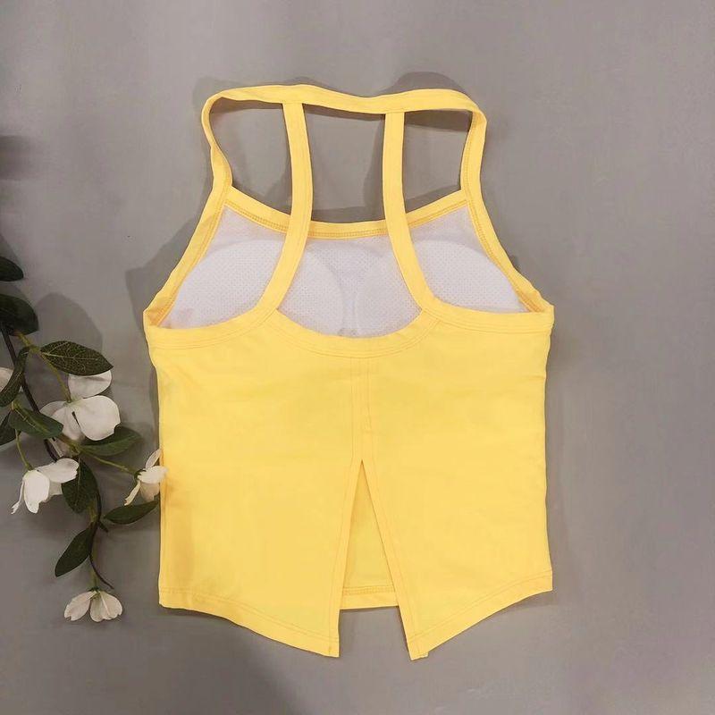 

Spring and Summer New Arrival Yoga Women s Beauty Back Split Sports Fitness Top Summer Vest-Style Running Dance Training Sling Yellow S