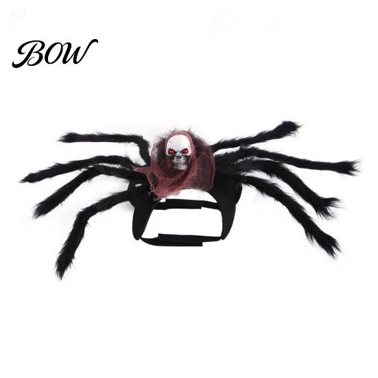 Pet Party Supplies for Dogs Spider Costume, Halloween Cat Outfit with Skull Face, Black Funny Apparel Holiday Cats Cosplay Photo Props Easy