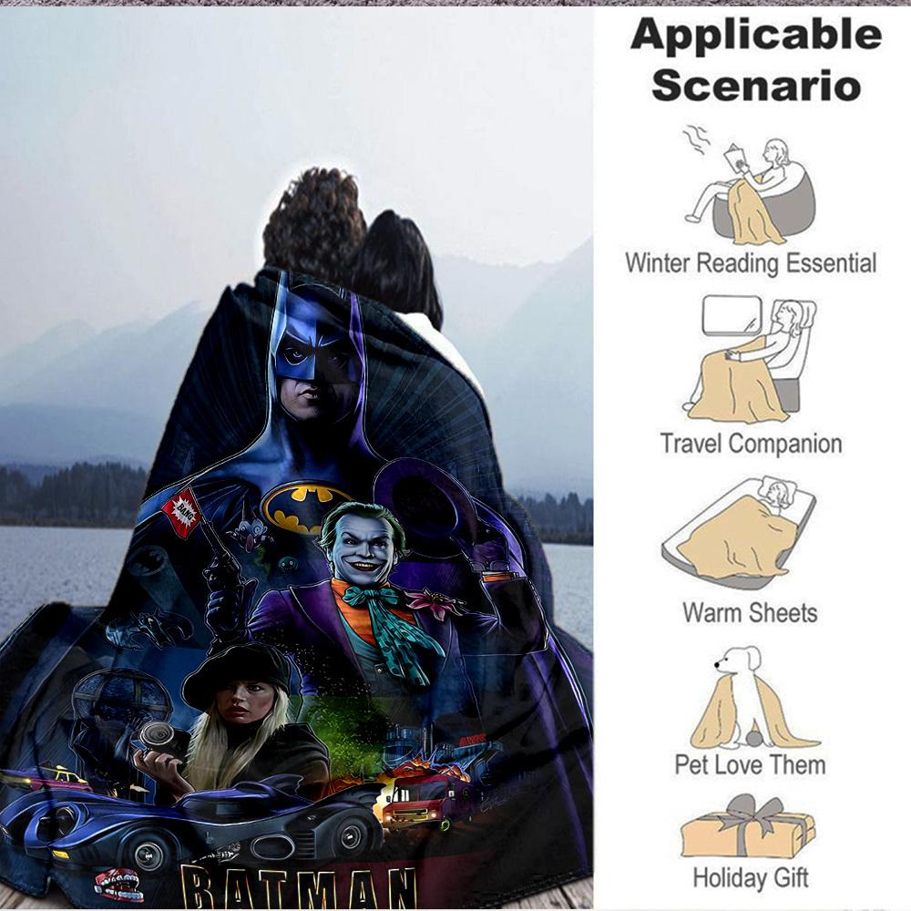 1pc Batman Joker Flannel Throw Blanket - HD Printed Lightweight Soft Warm All-Season Blanket for Sofa, Bed, Travel, Camping 076