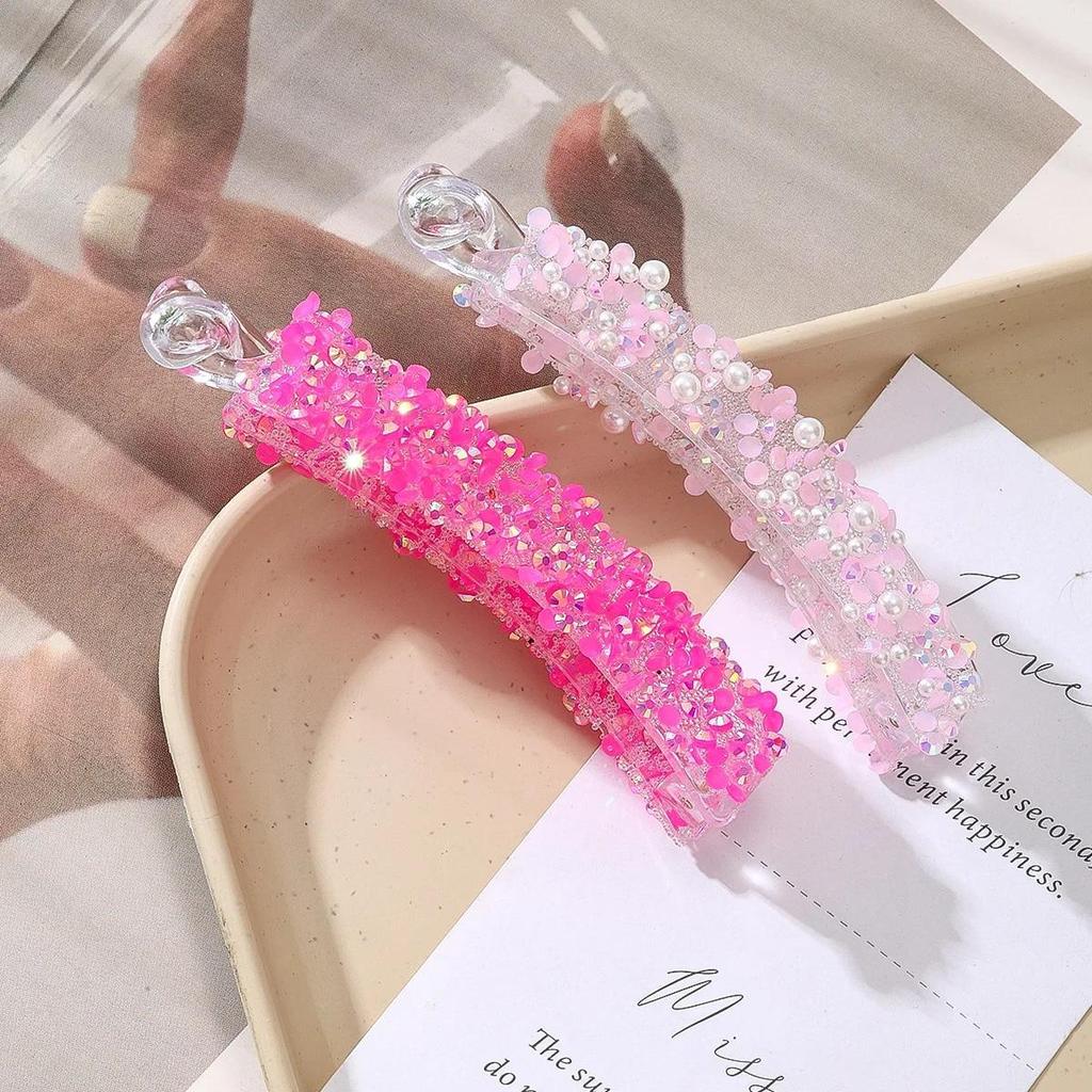 New Color Pan Hair Banana Clip Light Luxury Stone High-end Fashion Ponytail Clip Hair Accessories Hairpin
