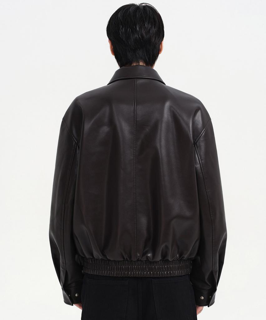 Musinsa Standard Synthetic Leather Oversized Aviator Jacket [Dark Brown]