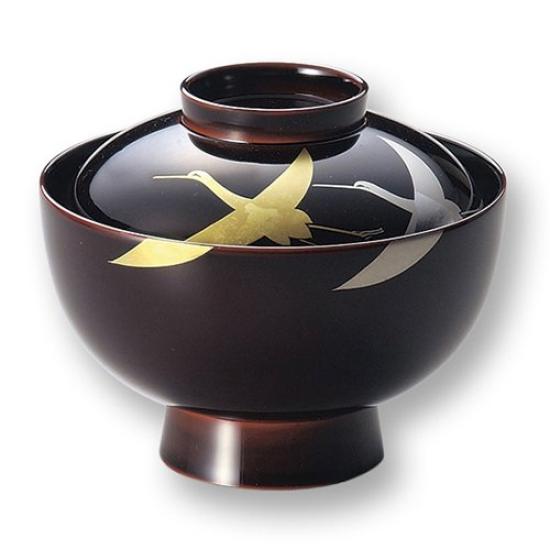 

Эчидзэн сусальное золото и журавль Дзони тамари 901902 лак, макиэ, чаша,