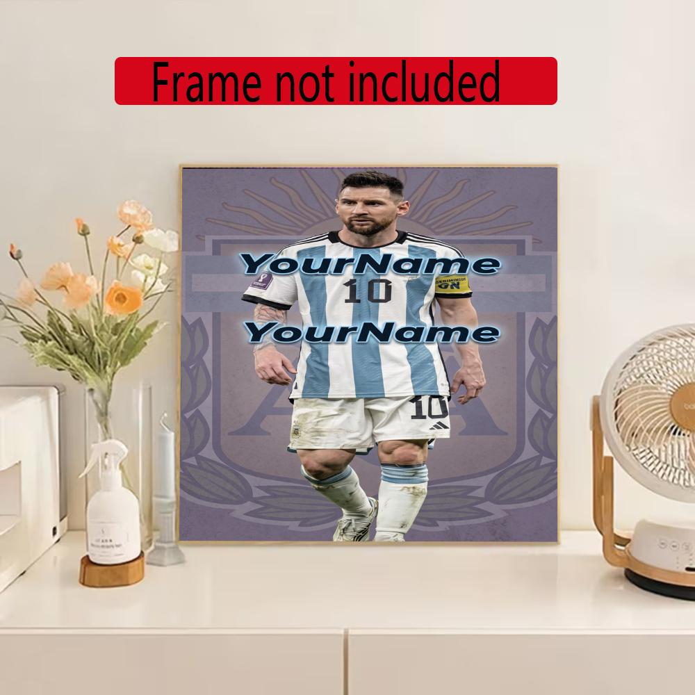 Messi Customize Your Name Diamond Painting Round Diamond Diy Frameless Holiday Artwork Suitable For Home Office Wall Decoration