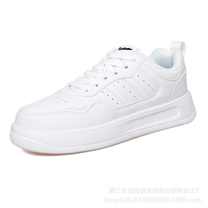 

Осень новые универсальные однотонные низкие кеды мужские повседневные кожаные туфли модный тренд спортивные мягкая подошва белые туфли 45