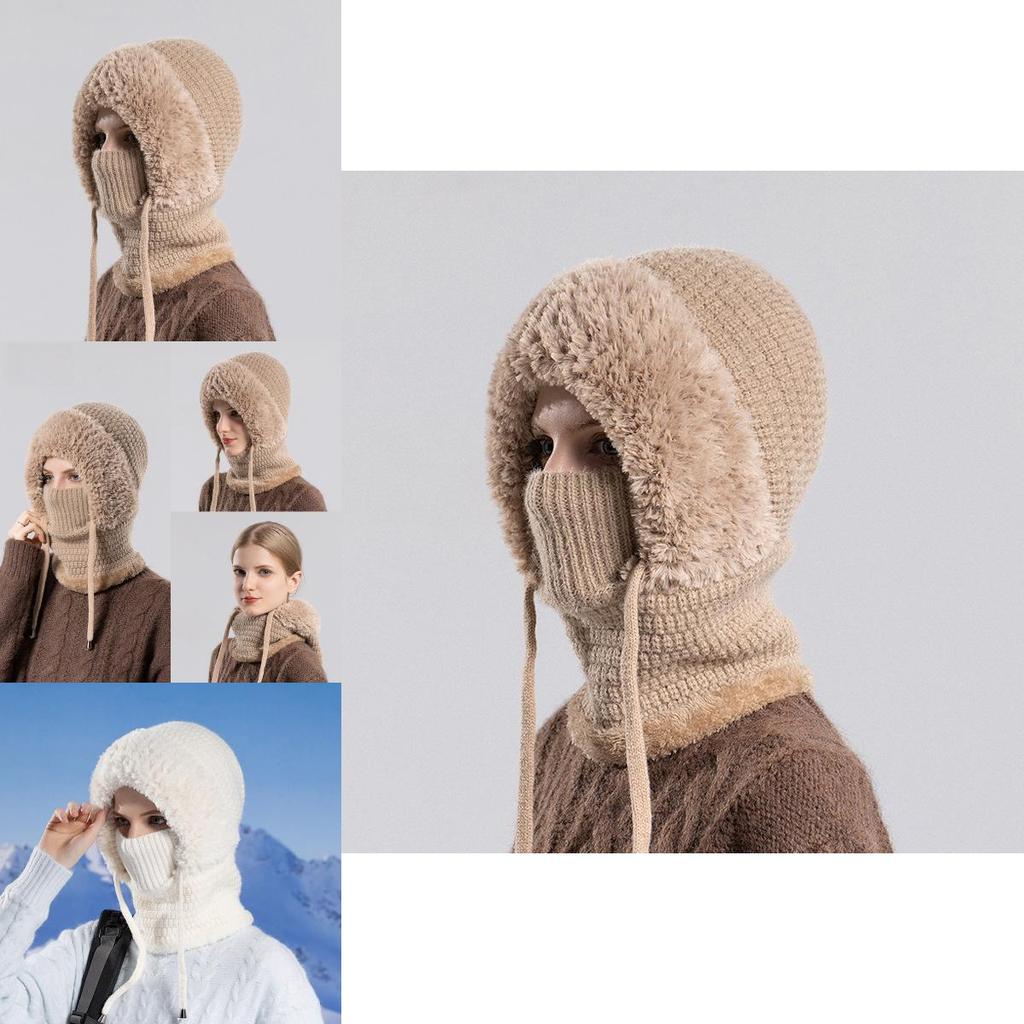 Knitted Winter Hat For Women With Neck Covering And Windproof Features For Outdoor Cycling