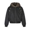 Zimowa Kurtka Moto z Kapturem Wyściełana Fleece Męska Streetwear Luźny Krój Bawełniany Płaszcz Jednolity Kolor Casualowa Odzież Wierzchnia