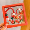 Yousheng 5Pcs/Set Christmas Bracelet Earrings Kit Handmade Kids Colorful Beads Bracelet Santa Claus Reindeer Tree Charm Jewelry Holiday Gift