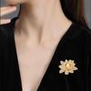 Elegant Pearl and Rhinestone Peony Brooch - Chic Fashionable Lapel Pin Accessory