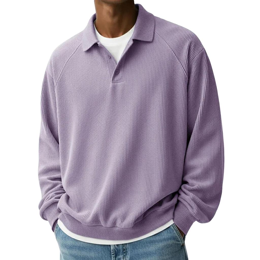 Men's Sweatshirt Basic Quarter Button Pullover Casual Long Sleeve Top For Fall Winter