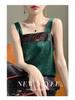Chinese Embroidery Silk Camisole with Square Collar and Sleeveless Design
