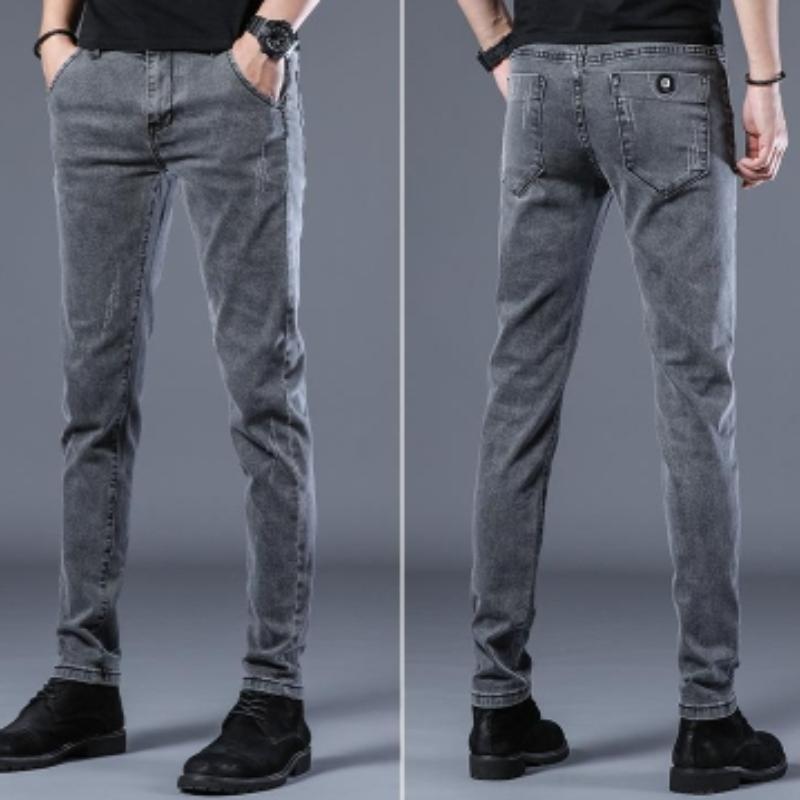 New Classic Designer Trendy Men Skinny Jeans Light Blue Washed Slim Fit Simple Casual Fashion Street Denim Pants