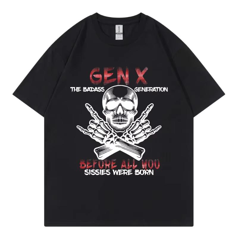 

Funny Skull Men s Women Gothic Vintage Short Sleeve T-shirts The Badass Generation Meme T-shirt Fashion Oversized T Shirt S