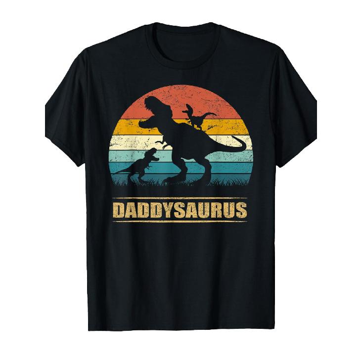 Daddy Dinosaur Daddysaurus 2 Two Funny Father S Day Dad T-Shirt S чёрный
