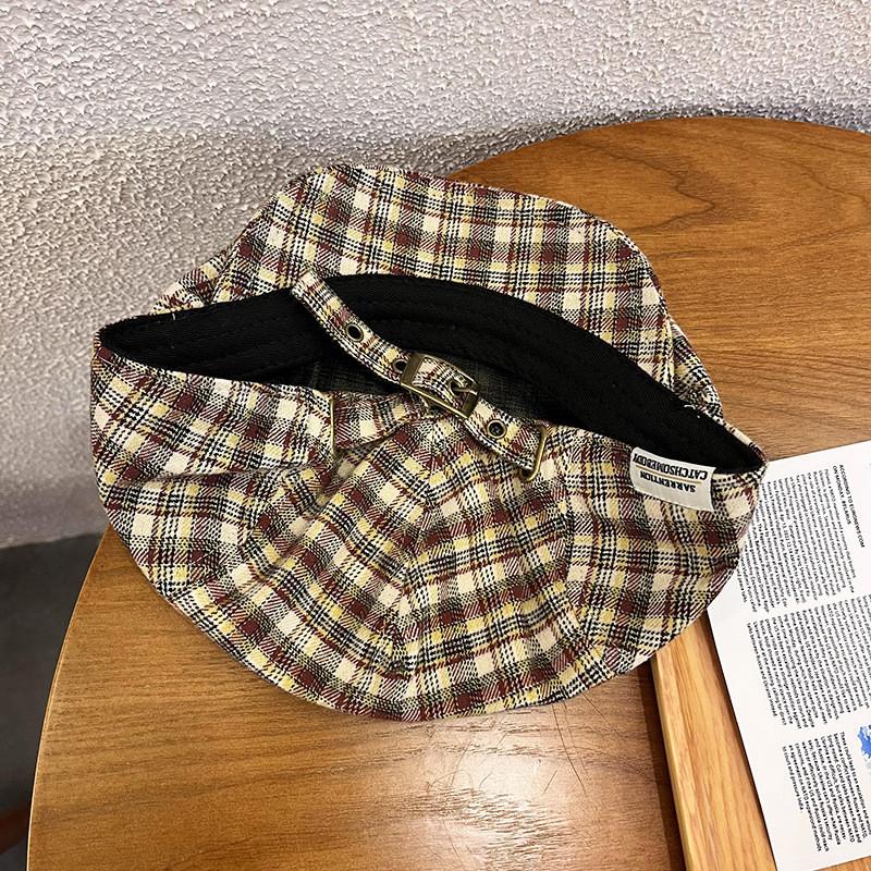 Trendy Retro Grid Print Newsboy Cap Windproof Warm Features Streetwear Casual