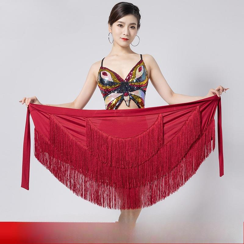 New Latin Dance Hip Scarf – Irregular Fringe Wrap  – Flowy & Breathable – Perfect for Salsa Practice Stage Performance