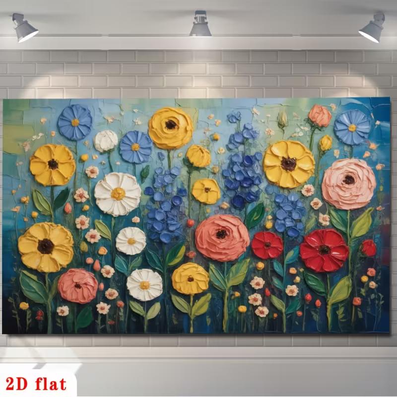 2D Thick Paint Style Flowers Background Cloth Photo Booth Prop