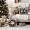 Vintage Santa Claus Snowman Pillowcase Bedroom Cushion Cover 100% Polyester Living Room Cushion Pillowcase Home Decor
