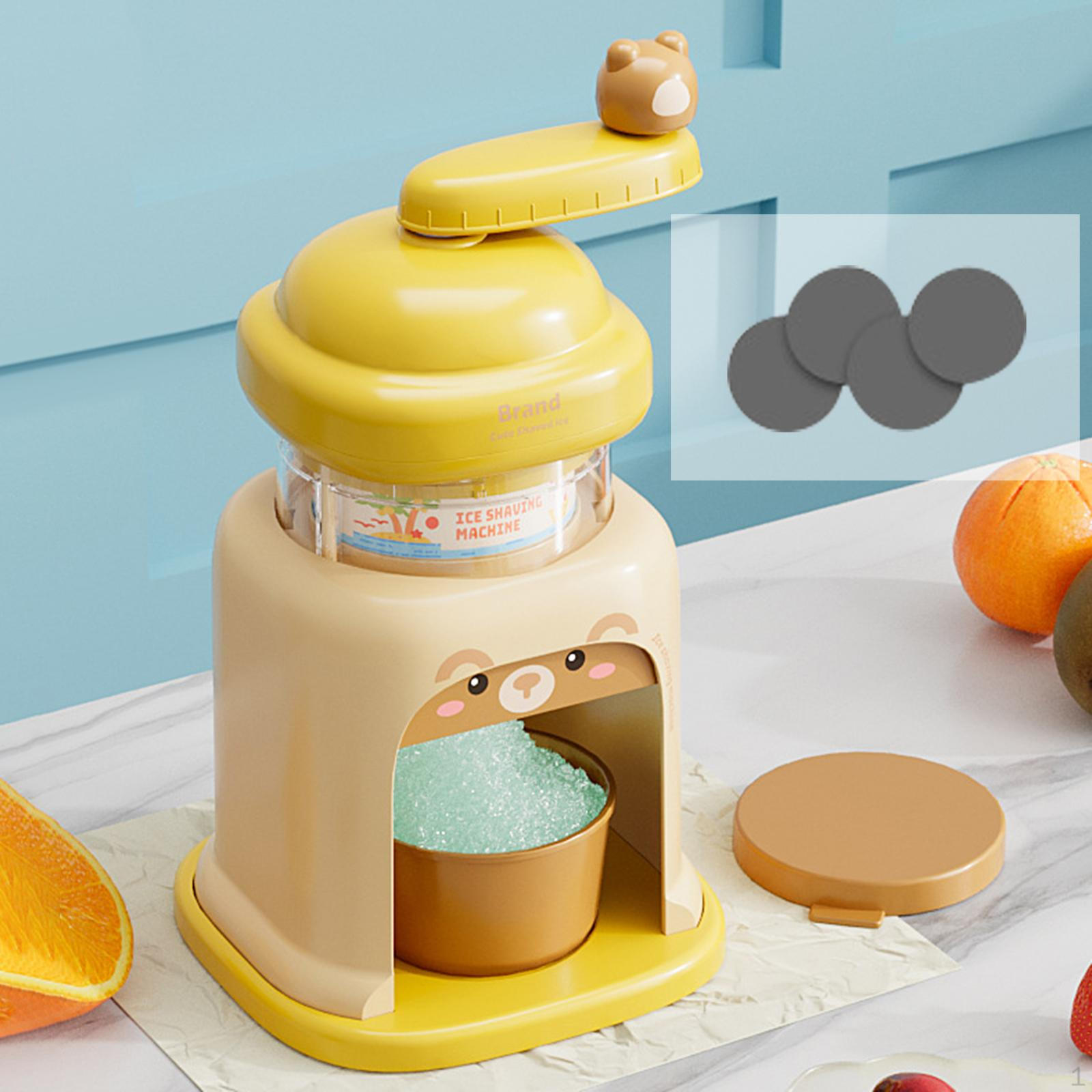 

Hand Crank Ice Crusher for Making Smoothies Portable Practical Manual Shaved Machine Bar Yellow with 1 Bowl