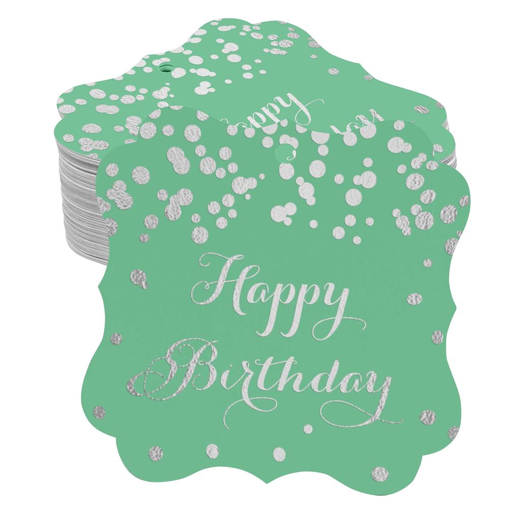 Inkdotpot Real Gold Foil Bracket Shape Paper Hang Tags Happy Birthday Favor Tags Pack Of