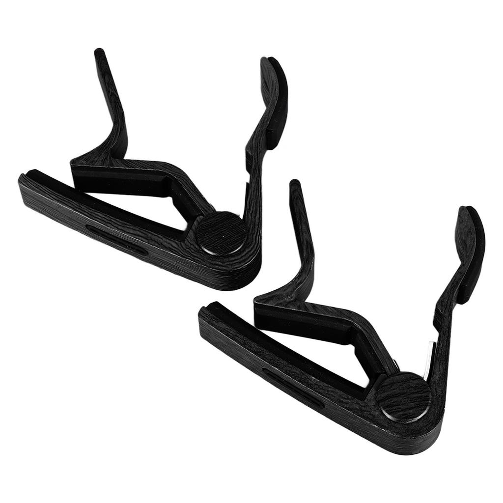 2Pcs Acoustic Guitar Capo Wood Rubber Pad Adjustable Professional Electric Guitar Capo with 5Pcs Picks Black