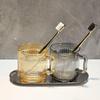 KaYou Luxus-Zahnbürsten- & Mundspülbecher-Set – Eleganter Glasständer & Paarfreundliches Design.