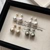 Sterling silver needle real hemp gray pearl earrings women's light luxury temperament two-wear stud earrings unique niche earrings