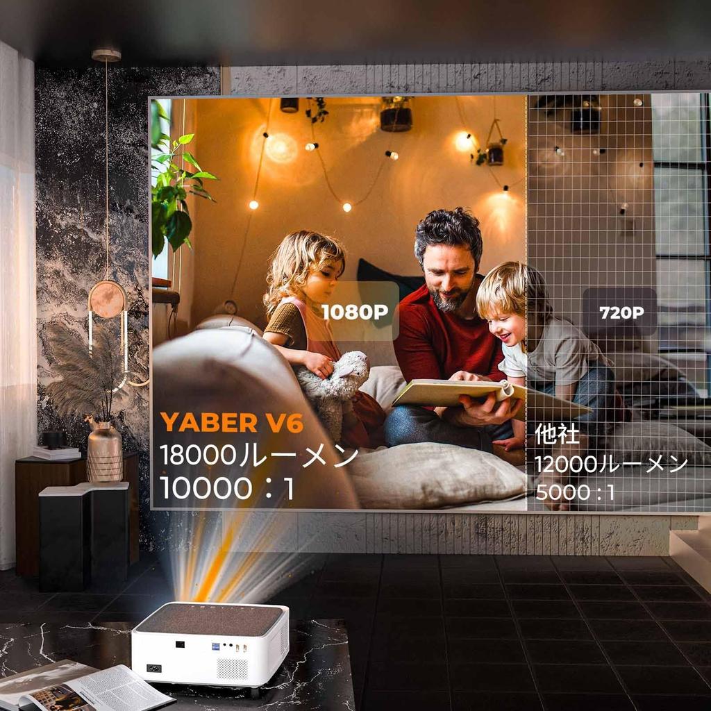 YABER 1080P WiFi 5G Bluetooth 4K Full HD Keystone Zoom Function Small Home Storage Bag Home Theater V6 Projector, Compatible, Compatible, 4D/4P