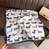 Korean Style Dog Print Imitation Silk Shawl Scarf - Women's Fashionable Square Scarf