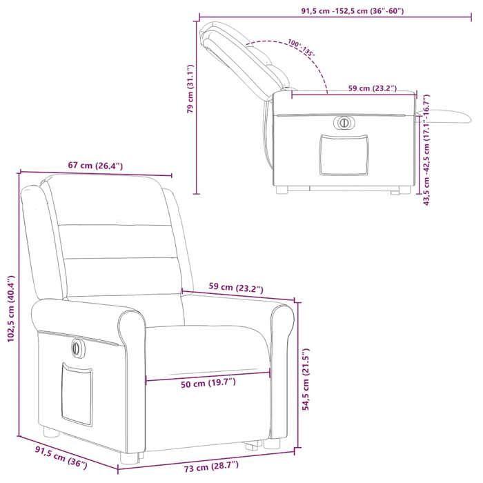 VidaXL Electric Recliner Light Grey Fabric 3303334