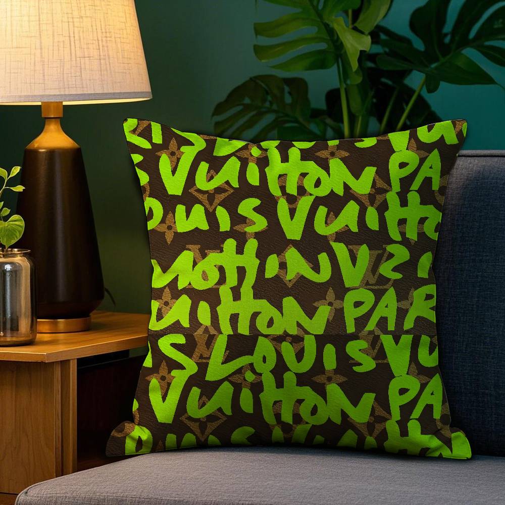 Simple English letters Pillow Case Plush Fabric Soft Double Sided Print Home Sofa High Quality Cushion Cover Throw