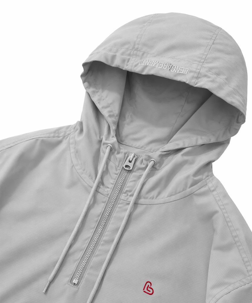 Lengagement Small Heart Ripstop Anorak Hooded Windbreaker [Grey]