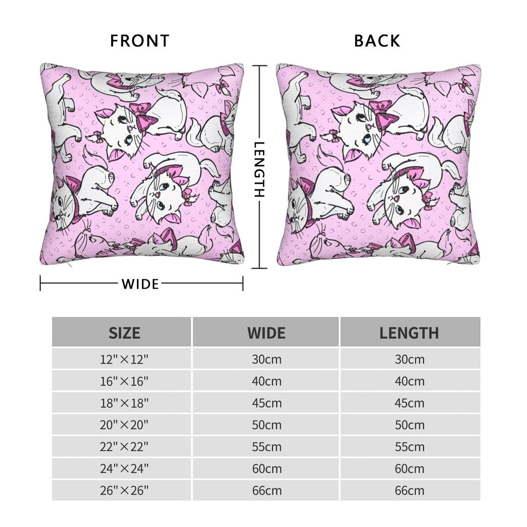 Pink Aristocats Marie Cats Square Pillow Cases Cushion Covers Customized Zipper Decorative Pillowcase for Car 18"