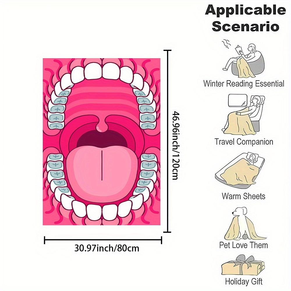 Cartoon Mouth Pattern Flannel Printed Blanket Suitable for All Seasons Suitable for Living Room Office Sofa and Travel 180x250CM