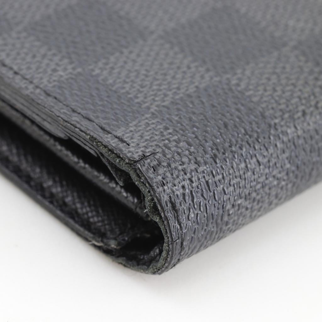 Louis Vuitton Brazza Portefeuille Purse N62665 Black Damier Grafitto Canvas Mens Used
