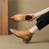 Fashion Autumn Winter Genuine Leather Women Boots Fashion Lace Pointed Toe Chelsea Boots for Women Short Boots Low Heels Botines Mujer